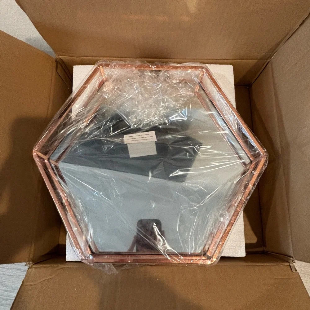 Hexagonal Rose Gold Vanity Tray